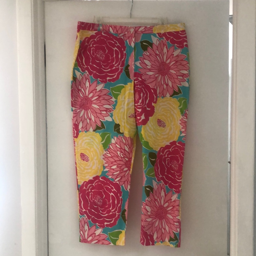 Lily Pulitzer Stretch Cotton Floral Pants. Size 16. NWOT